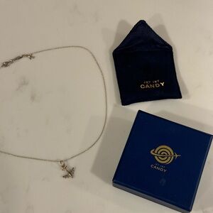 Jet set candy sterling silver plane necklace